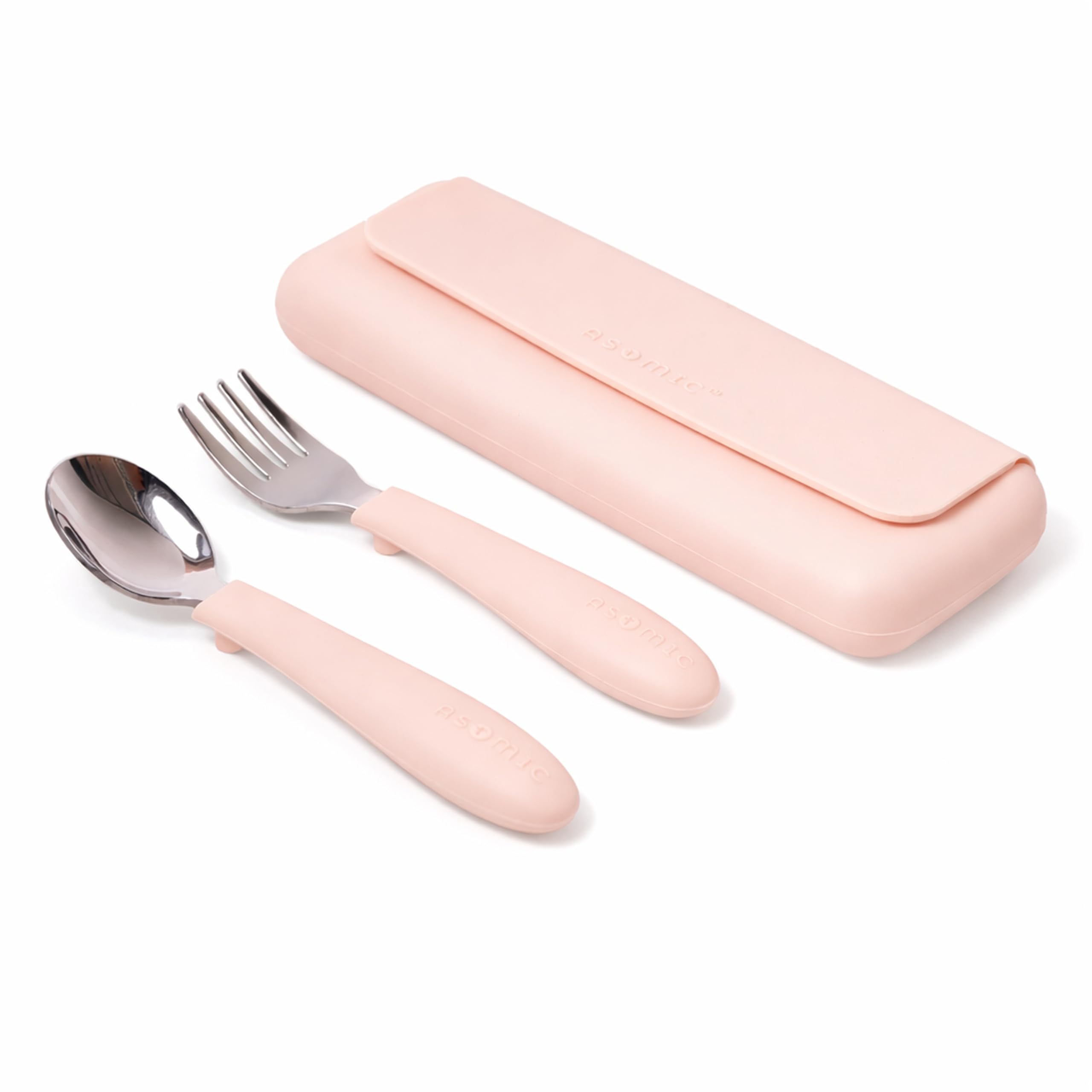 ASOMIC 316 Stainless Steel Toddler Utensils with Travel Case, Blush