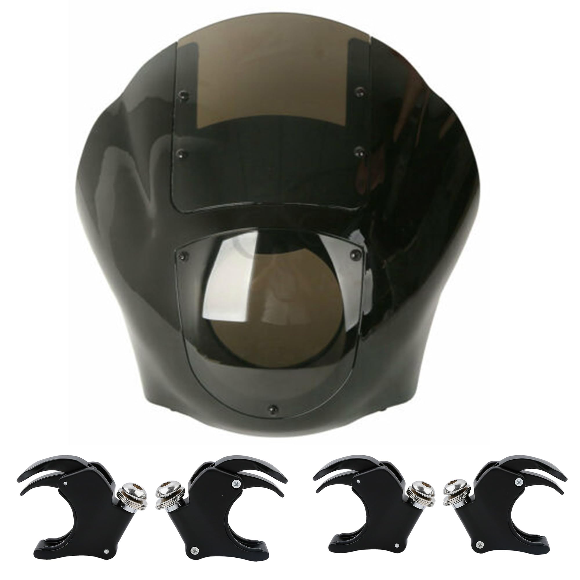 Windshield Fairing For Harley, SLMOTO Quarter Head Fairings Windshield w/49mm Fork Clamp Fit for Harley Sportster XL1200X 16-21 Dyna Low Rider Street Bob Wide Glide Fat Bob 2006-2016 V-Rod 02-10 Black