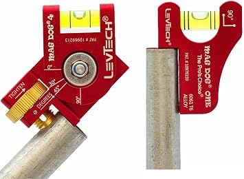 LEVTECH Mag Dog 4 + Mag Dog 1 Bundle Professional Conduit Bending Levels for Electricians | Magnetic Pocket Level + Precision Angle Bending Tool