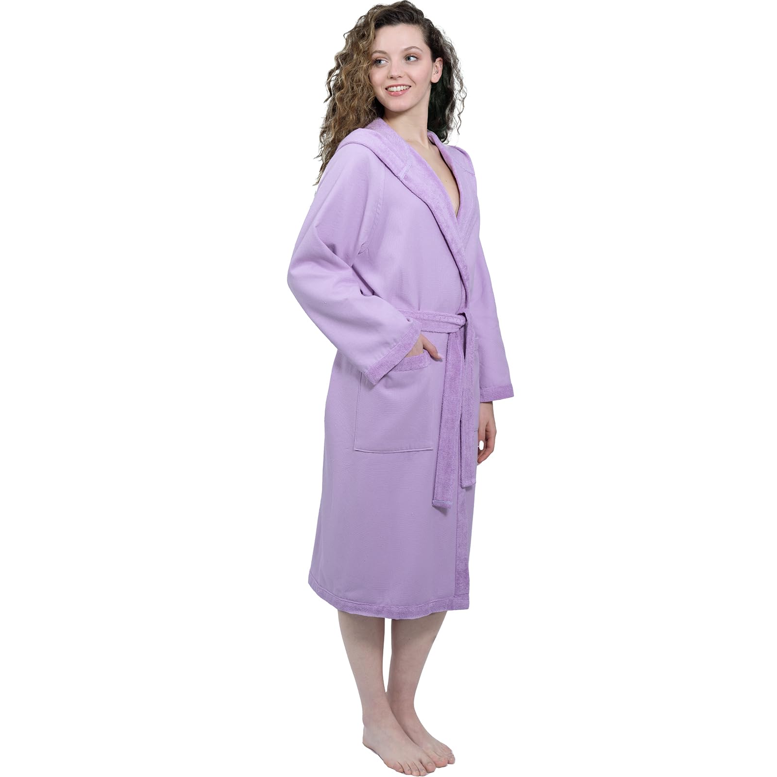 runico Accappatoio Donna Cappuccio - Design e Fabbricazione Italiana, 100% Cotone, Ultra Sottile, Super Assorbente, Anti-Pilling, con 2 Asciugamani Inclusi……