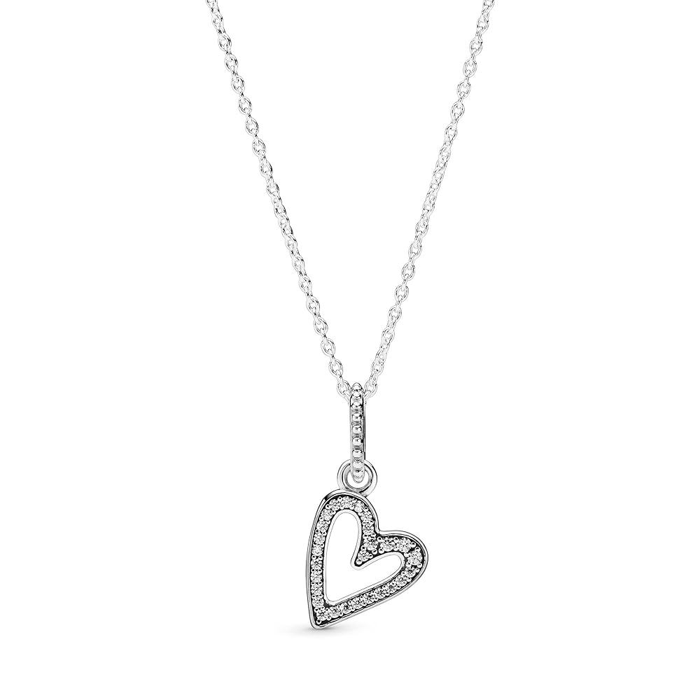 アクセサリー HEART NECKLACE PANDORA Jewelry Sparkling Freehand Heart Pendant Necklace
