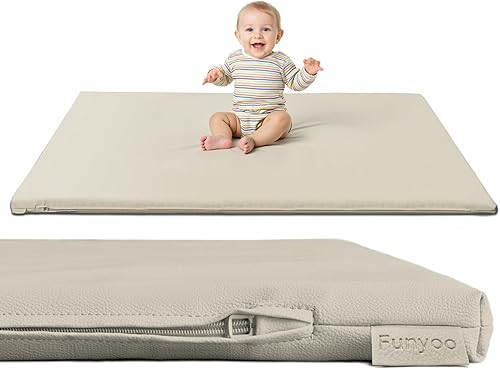 Miniatura 11 de Tapete de Juego Acolchado de 79" ×71" Grande para Bebé para Piso, Tapete de Juego de Espuma Viscoelástica de 1.2" de Grosor con Cubierta de Cuero