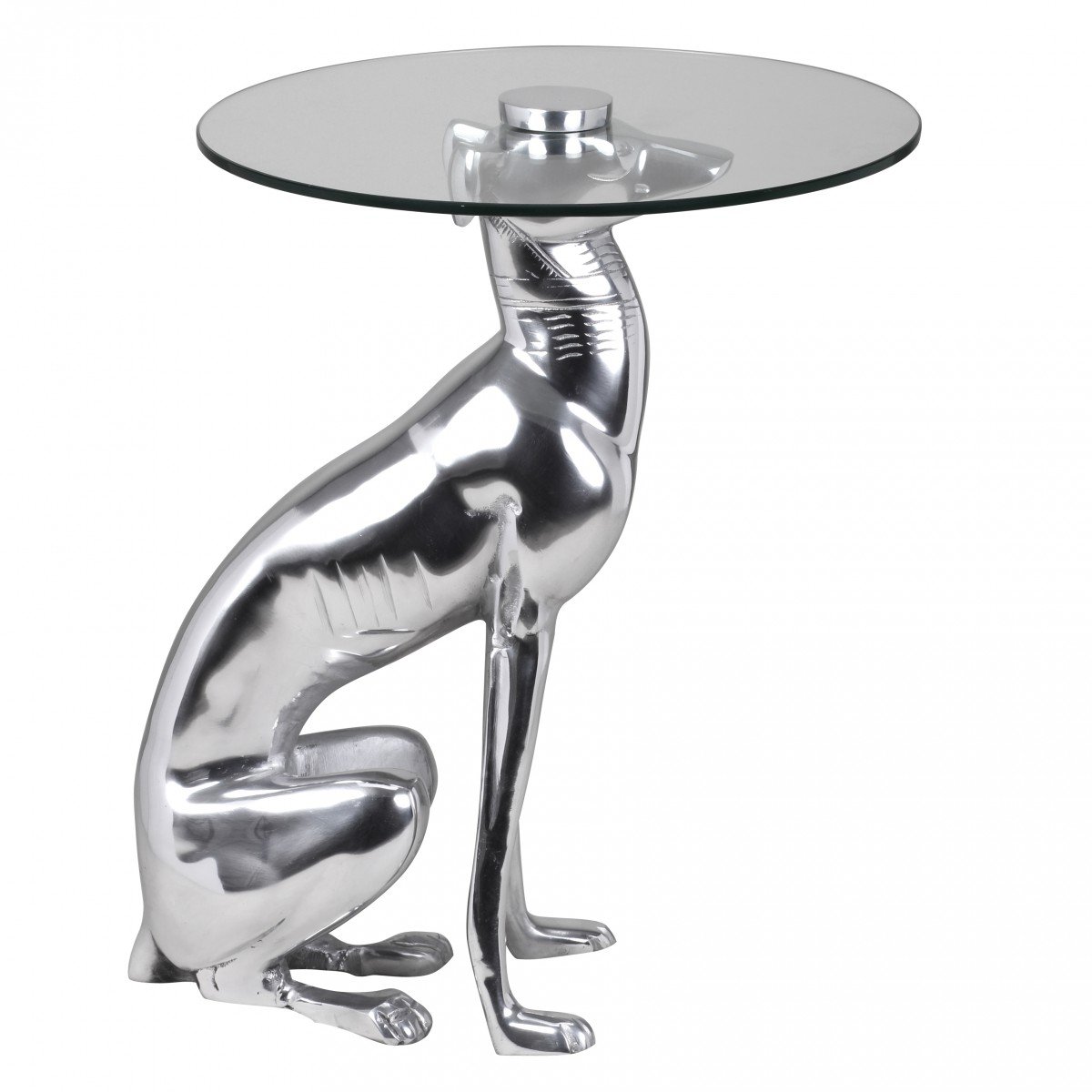 WOHNLING TableDesign Déco Argent Figure Dog Couleur Aluminium