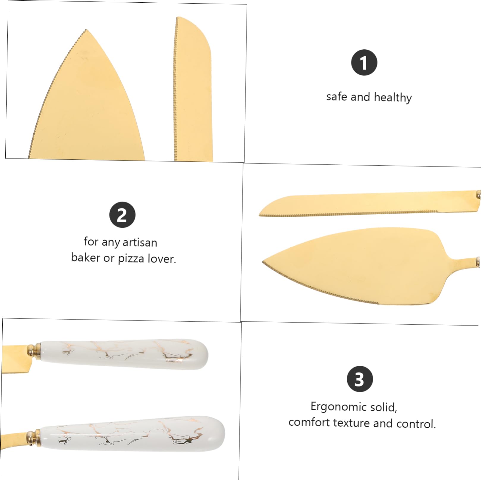 Mikinona 2pcs Stainless Steel Cake Knife Cheese Spatula Cake Cutter Spatula Pie Spatula Cake Baking Shovel Portable Pizza Shovel Cake Server Spatula Bread Cheese Cake Spatula Ceramics White