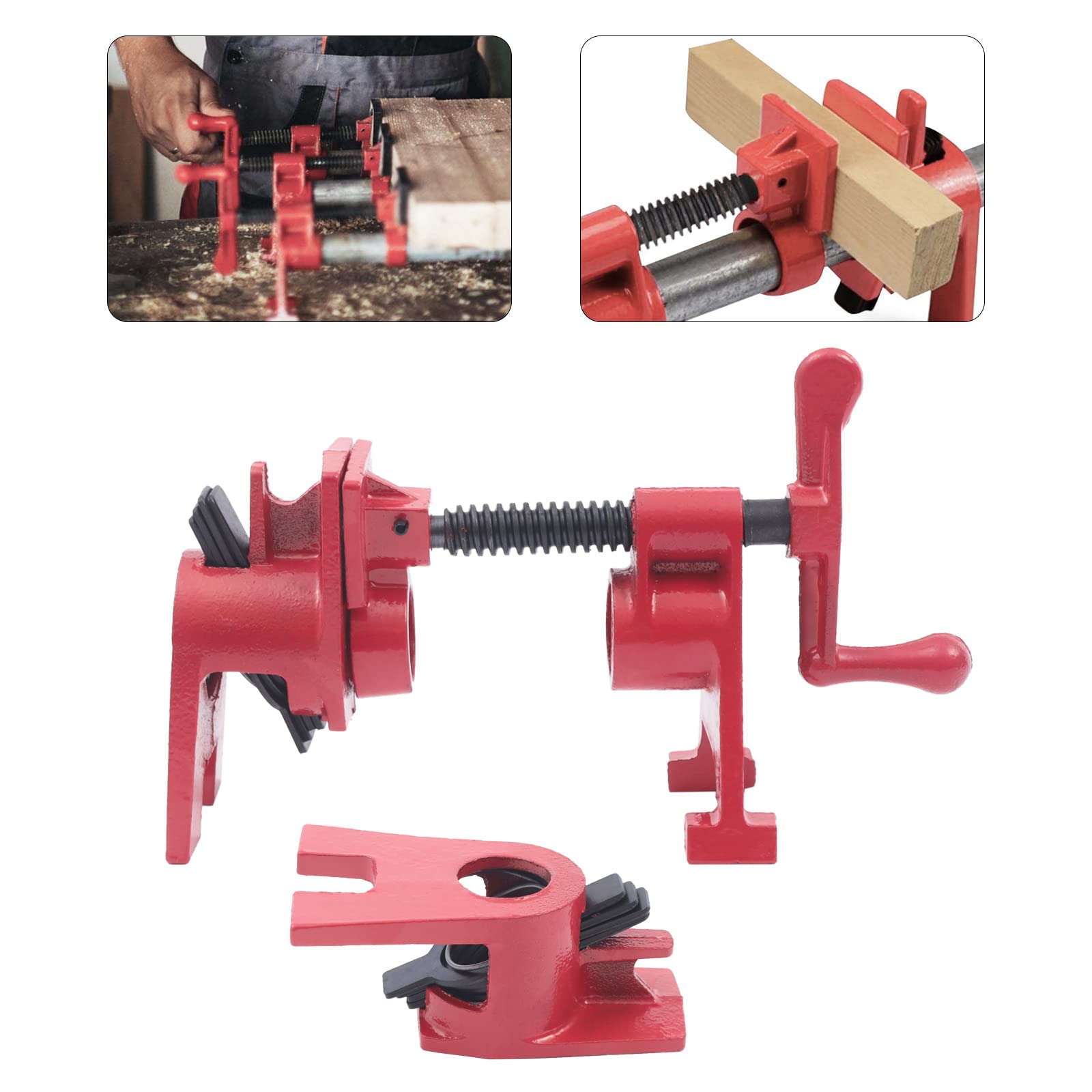 Buisschroefklemmen, buisklemmen, 3/4, buisklem, 4 sets, buisklemmen, houtbewerkingsklem voor houtbewerking, klem voor houtbewerking, schroefklem, doe-het-zelf handgereedschapsset