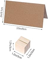 Vista 2 de 20 portatarjetas de madera para colocar tarjetas de mesa, soportes para letreros pequeños, tarjetero de madera rústica con tarjetas de papel marrón