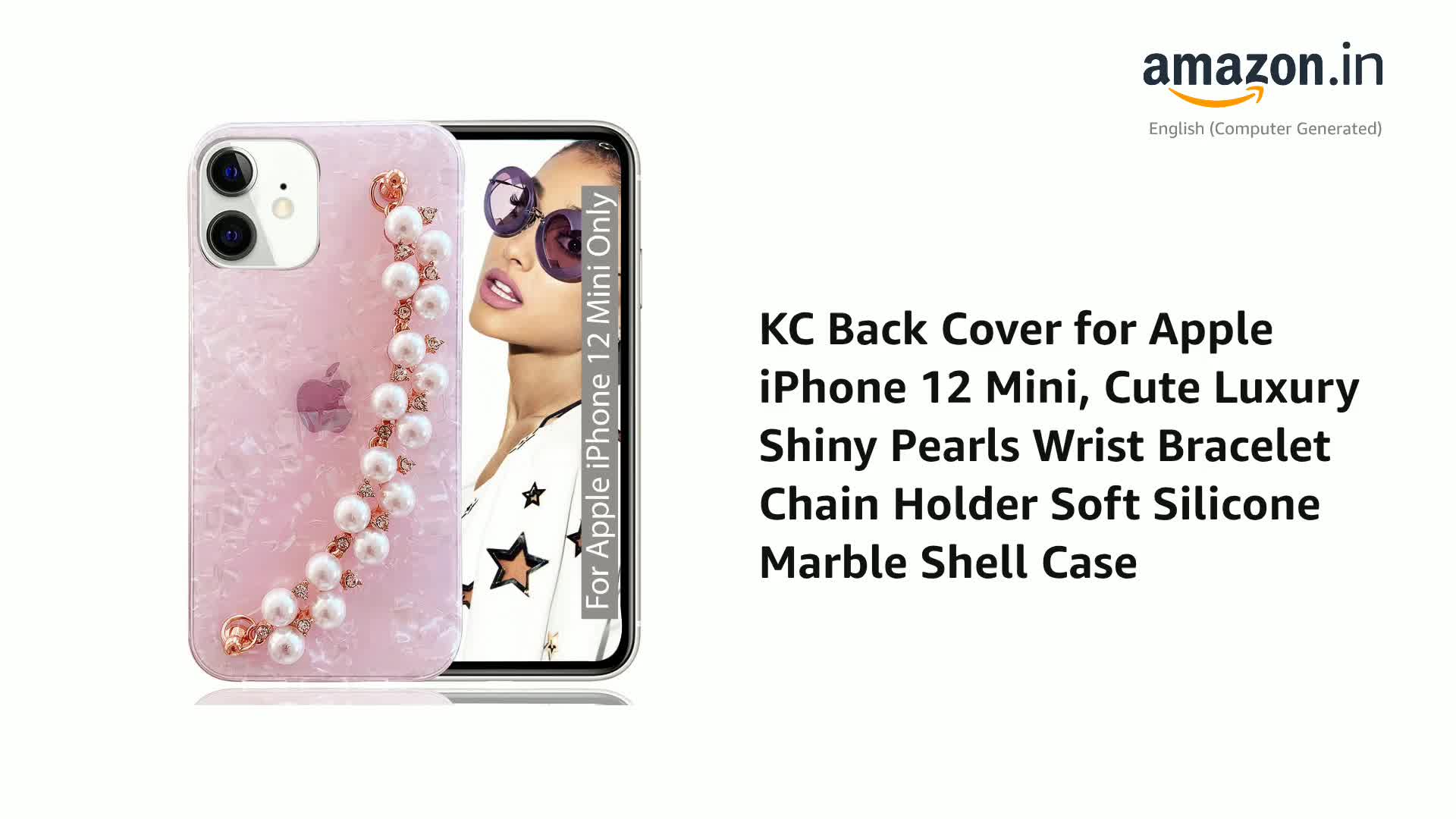 KC Back Cover for Apple iPhone 12 Mini, Cute Luxury Shiny Pearls