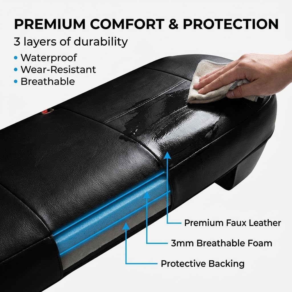 FH Group PU309102 All-Purpose Built-in Seat Belt PU Leather Seat Covers (Black) Front Set – Universal Fit for Cars Trucks & SUVs