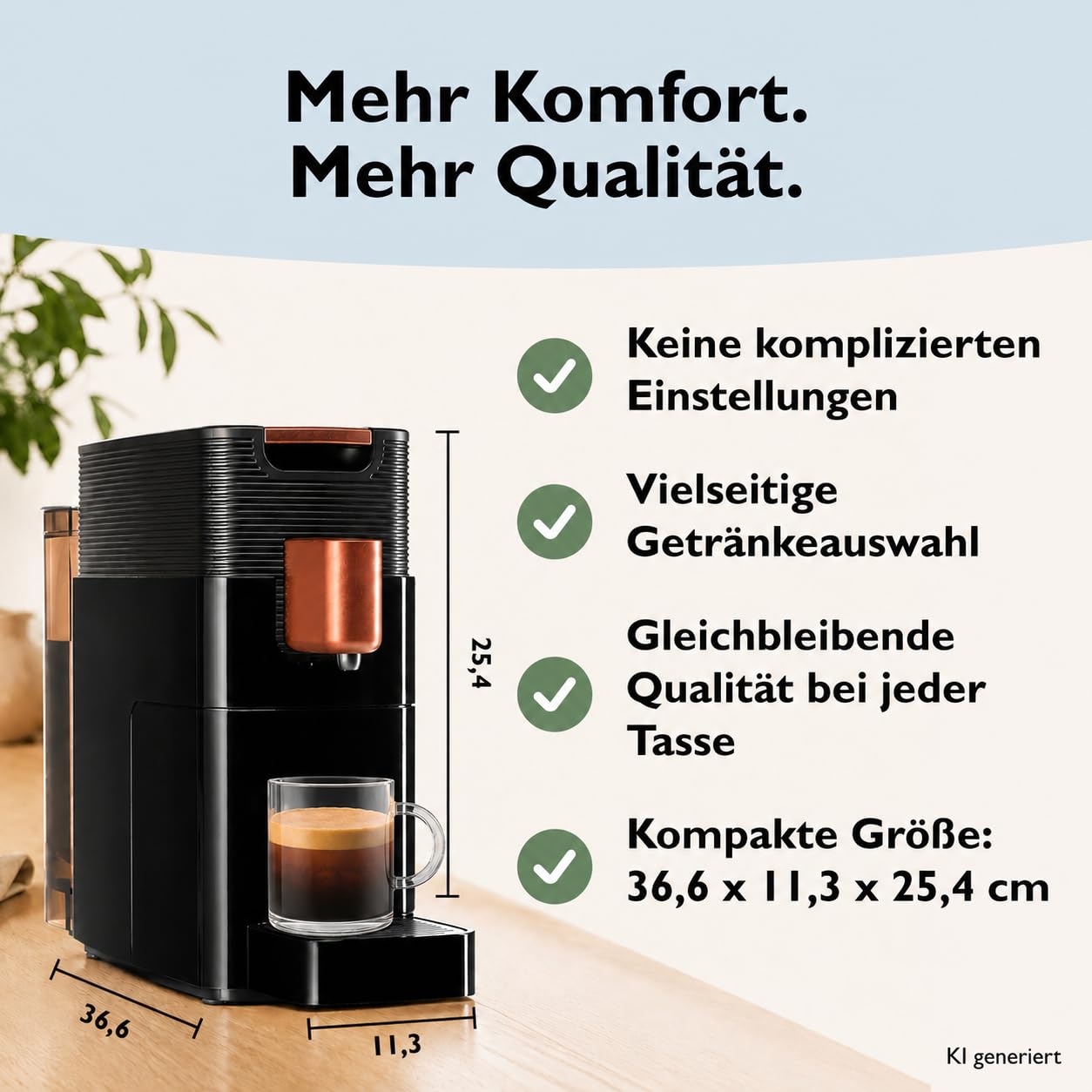 K-fee ONE ekspres na kapsułki do kawy, herbaty i kakao | kompaktowy ekspres do kawy | szybkie nagrzewanie | zbiornik na wodę 0,8 l | 19 bar | czarna miedź | laureat testu Stiftung Warentest 2023 | Kompatybilny z ALDI EXPRESSI | Stiftung Warentest zwycięzc