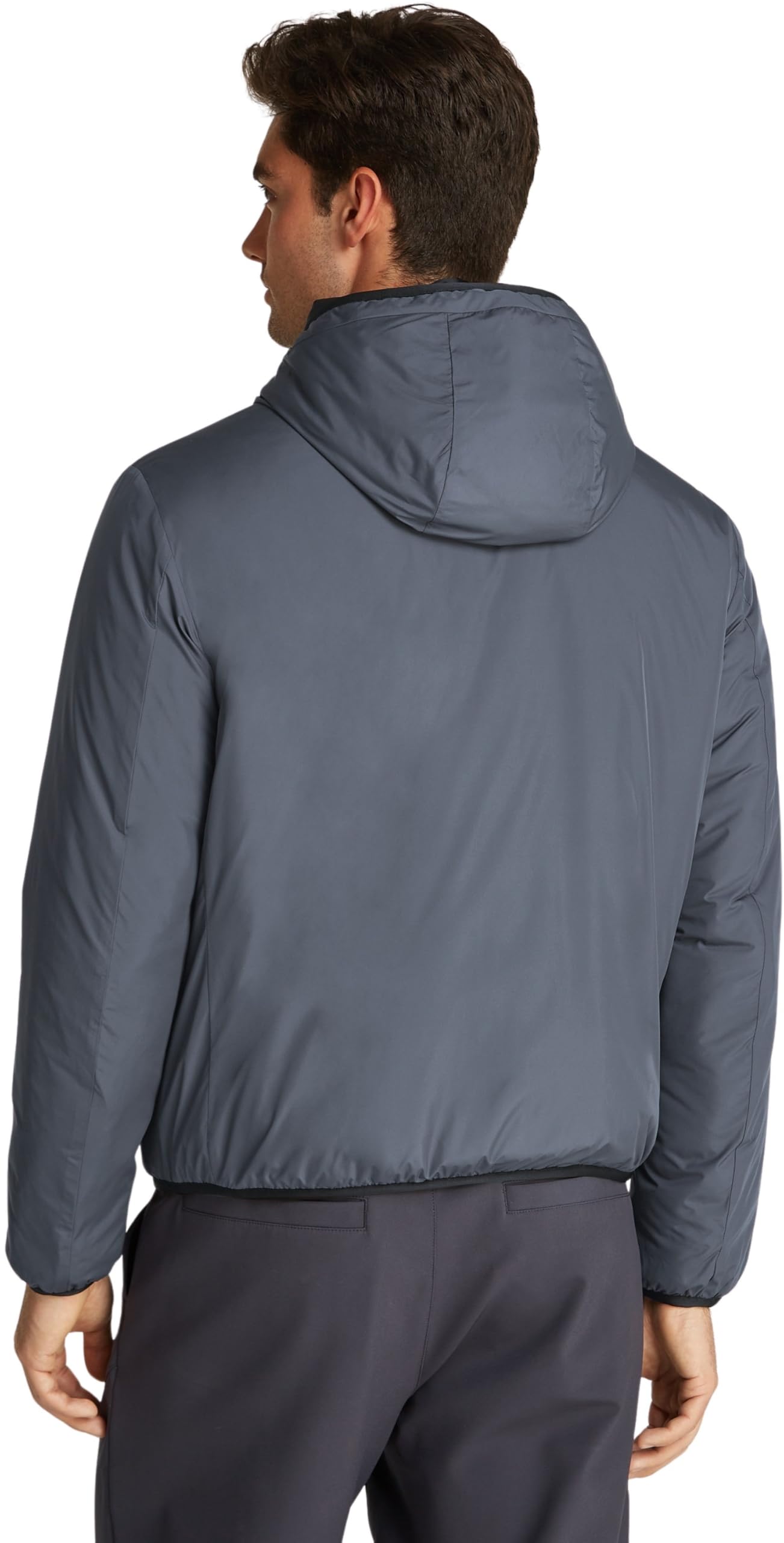 Calvin Klein Herren Windbreaker Jacke Hi-Neck mit Kapuze, Grau (Ebony), L – Ansicht 2