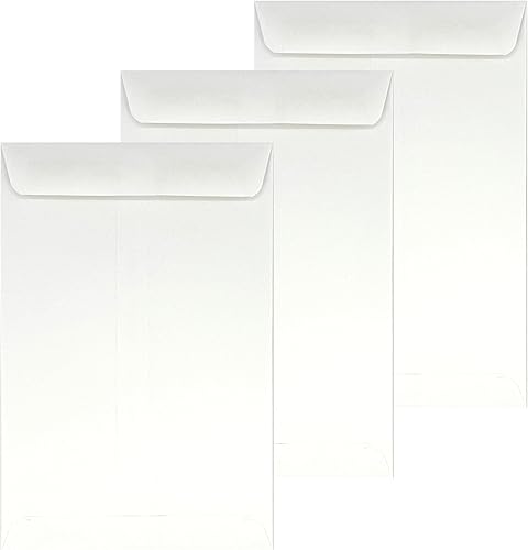 Miniatura 2 de 500 sobres Dronka de 6 x 9 pulgadas (extremo abierto), resistentes 24 libras, color blanco, solapa de goma, 500/caja