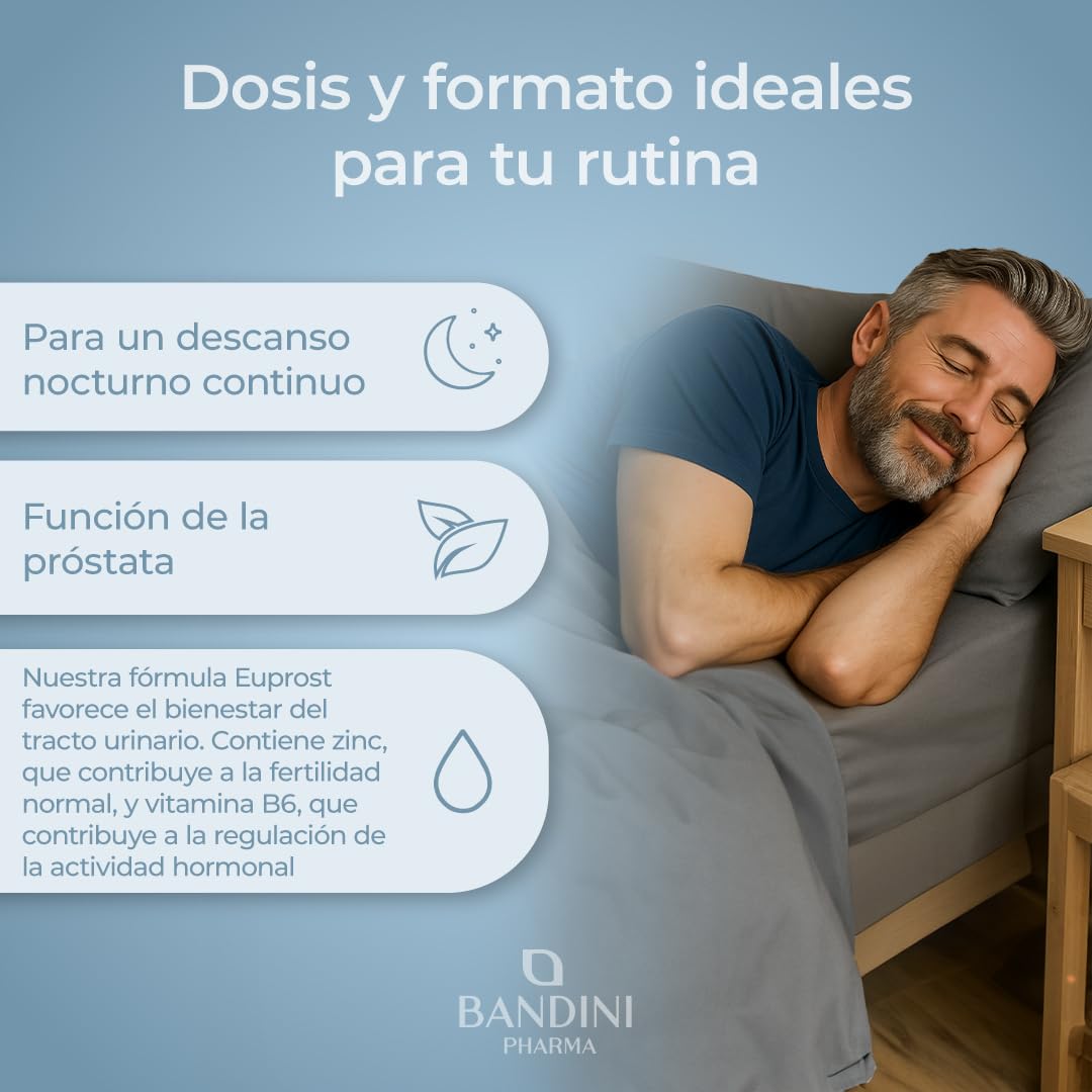 Bandini® Euprost Saw Palmetto 180 Cápsulas | Serenoa Repens con Semillas de Calabaza, Ortiga, Zinc, Vitamina D3 y B6 | Palma enana para Hombres | Extracto 20:1 estandarizado al 30% en ácidos grasos