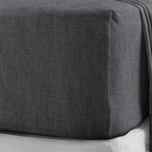 BuyJoy 100% Brushed Cotton Soft Extra Deep Flannelette Flannel 40CM/16 Fitted Single Double Super King Size Bedding Bed Sheet (Single, Charcoal)