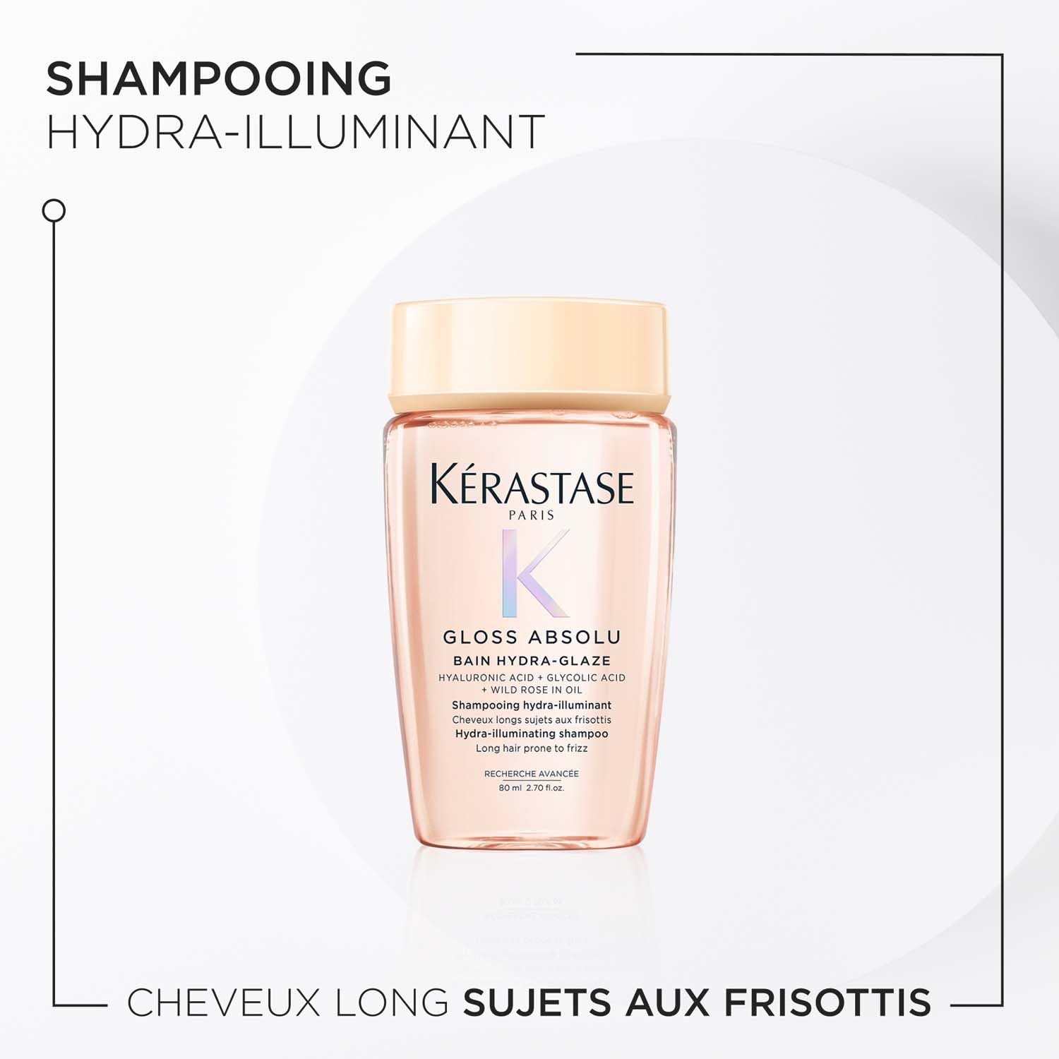 KÉRASTASE Gloss Absolu - Coffret Découverte - Cheveux Longs Sujets aux Frisottis - Acide Hyaluronique, Acide Glycolique et Huile de Rose Sauvage - Shampoing, Après-Shampoing et Spray - Format Voyage