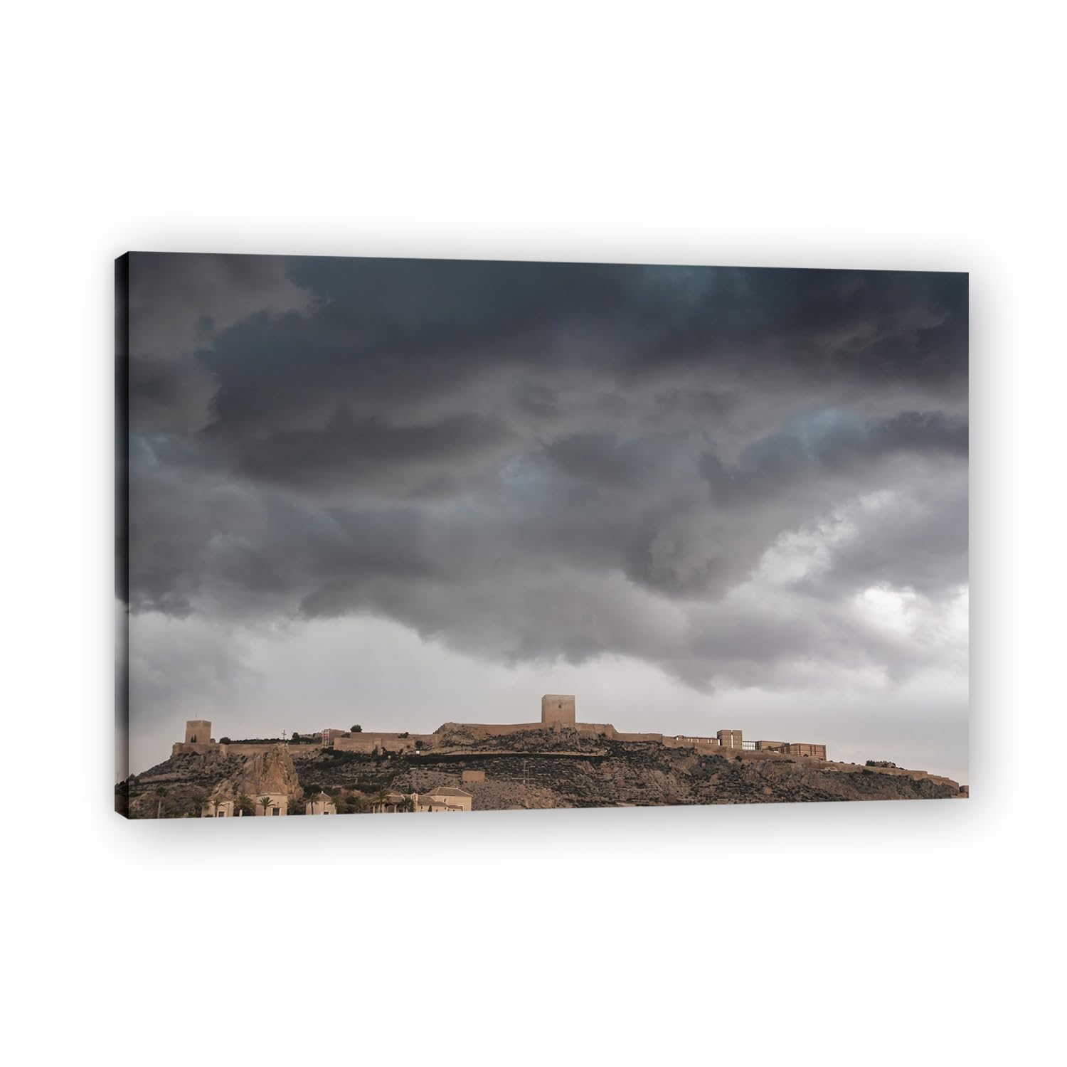 VHdfgTY Dark Clouds Loom OverheadNature Landscape Wall Art Canvas Mountain Scenery Print Home Decoration 70x105cm Framed