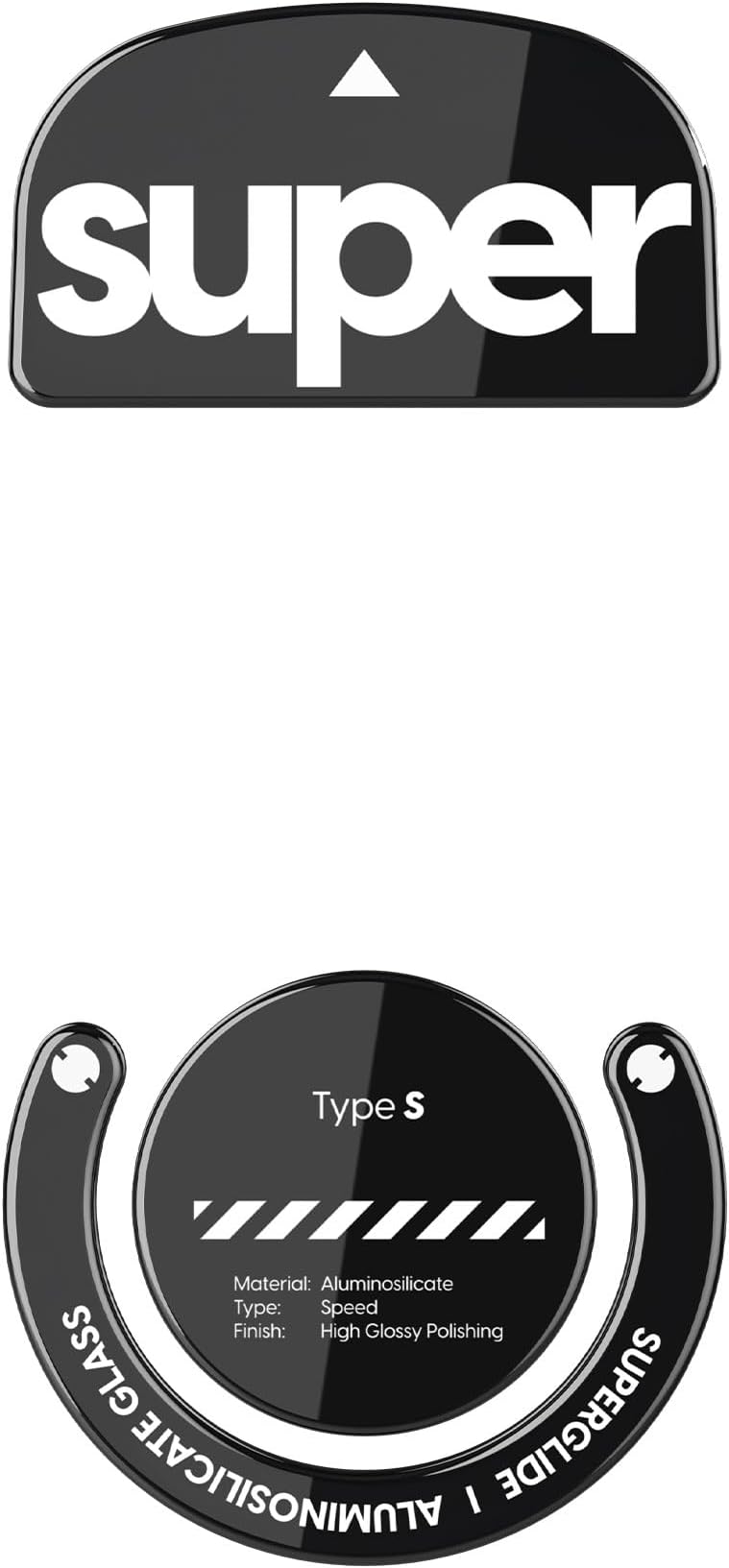 Superglide Glass Mouse Skates - Super Smooth Glide, Polished Round Edge, Super Fast Gaming Mouse Feet with Durable Sole for Logitech G Pro X Superlight1 (Type-S, Black)