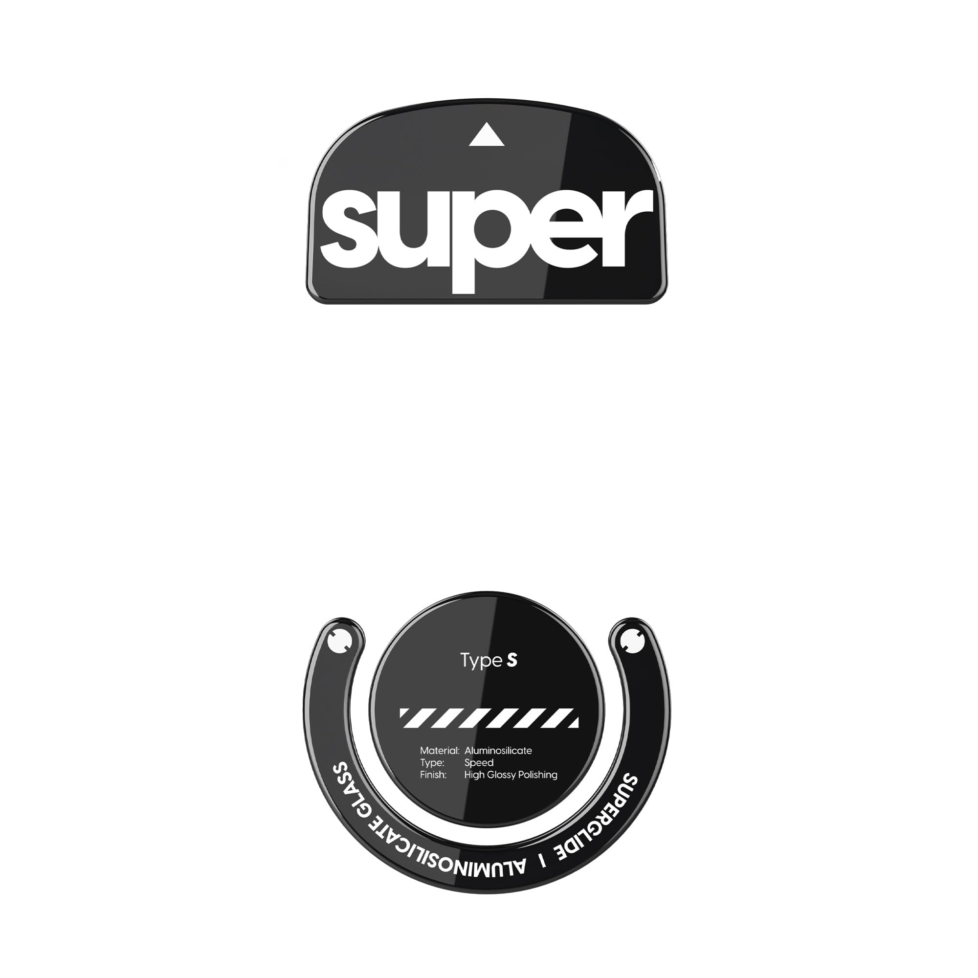 Superglide Glass Mouse Skates - Super Smooth Glide, Polished Round Edge, Super Fast Gaming Mouse Feet with Durable Sole for Logitech G Pro X Superlight1 (Type-S, Black)