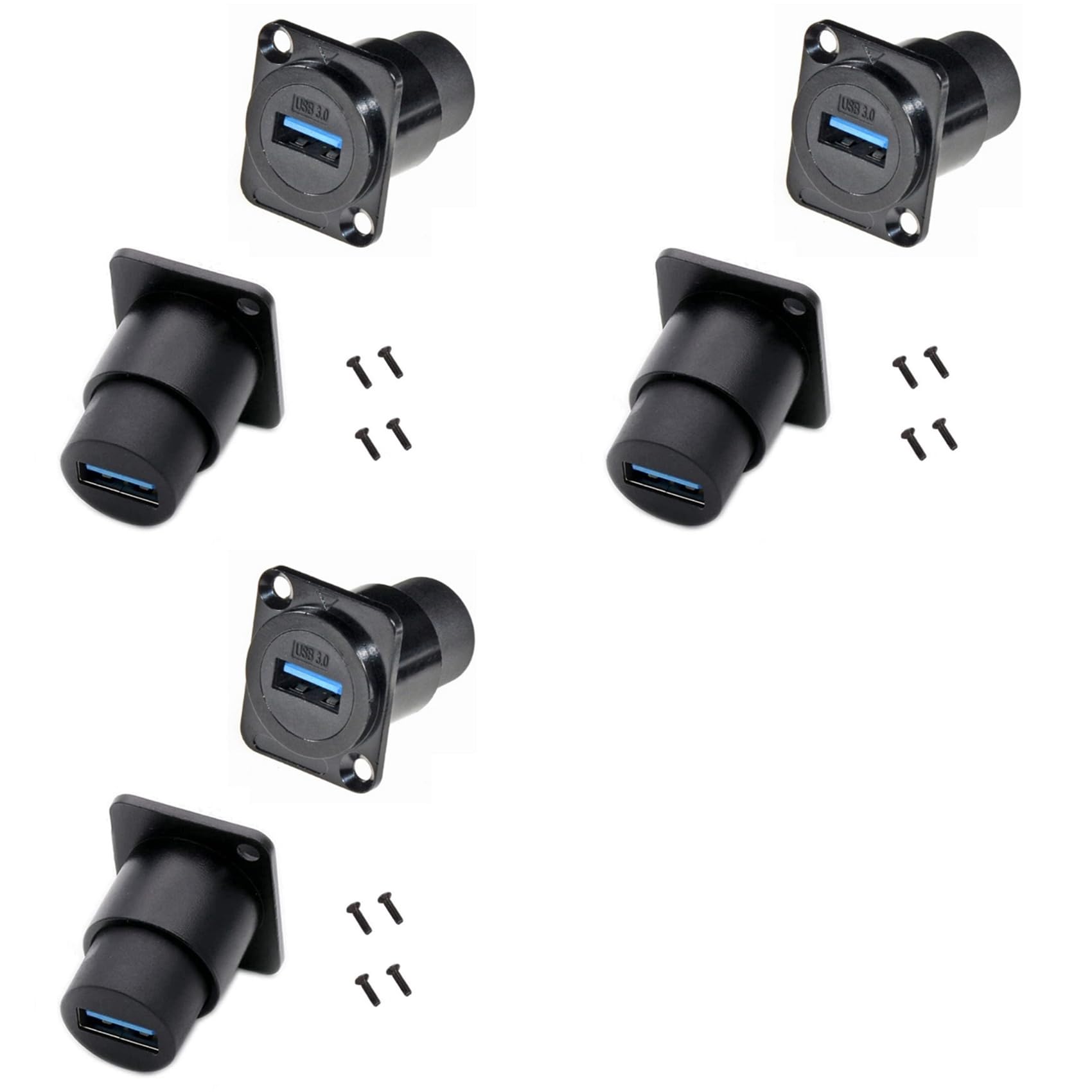 Jnchdghwa Women's Black 6Pcs D Type Metal Usb3.0 Socket To Usb 3.0 Connector D-Type Usb Panel Mounting Solderless Signal Coupler