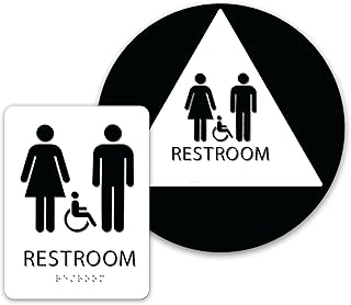 ALPHA DOG ADA SIGNS - Unisex Bathroom Sign Bundle with Braille for Your Business, Wall and Door, ADA Compliant, Indoor or Outdoor, Easy Installation, Made in the USA, White