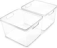 Vista 1 de BINO Contenedores de almacenamiento de plástico, grandes, paquete de 2 de The Lucid Collection, contenedores multiusos, asas integradas, libres