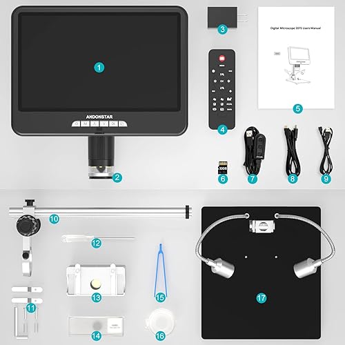 Miniatura 18 de Andonstar Microscopio digital HDMI AD207S-Pro, microscopio de soldadura, microscopio de moneda para monedas de error, kit de microscopio electrónico