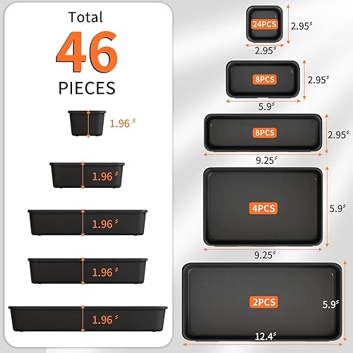 Miniatura 5 de Paquete de 46 bandejas organizadoras de cajas de herramientas grandes de 12 pulgadas, organizador de cajas de herramientas y almacenamiento, para