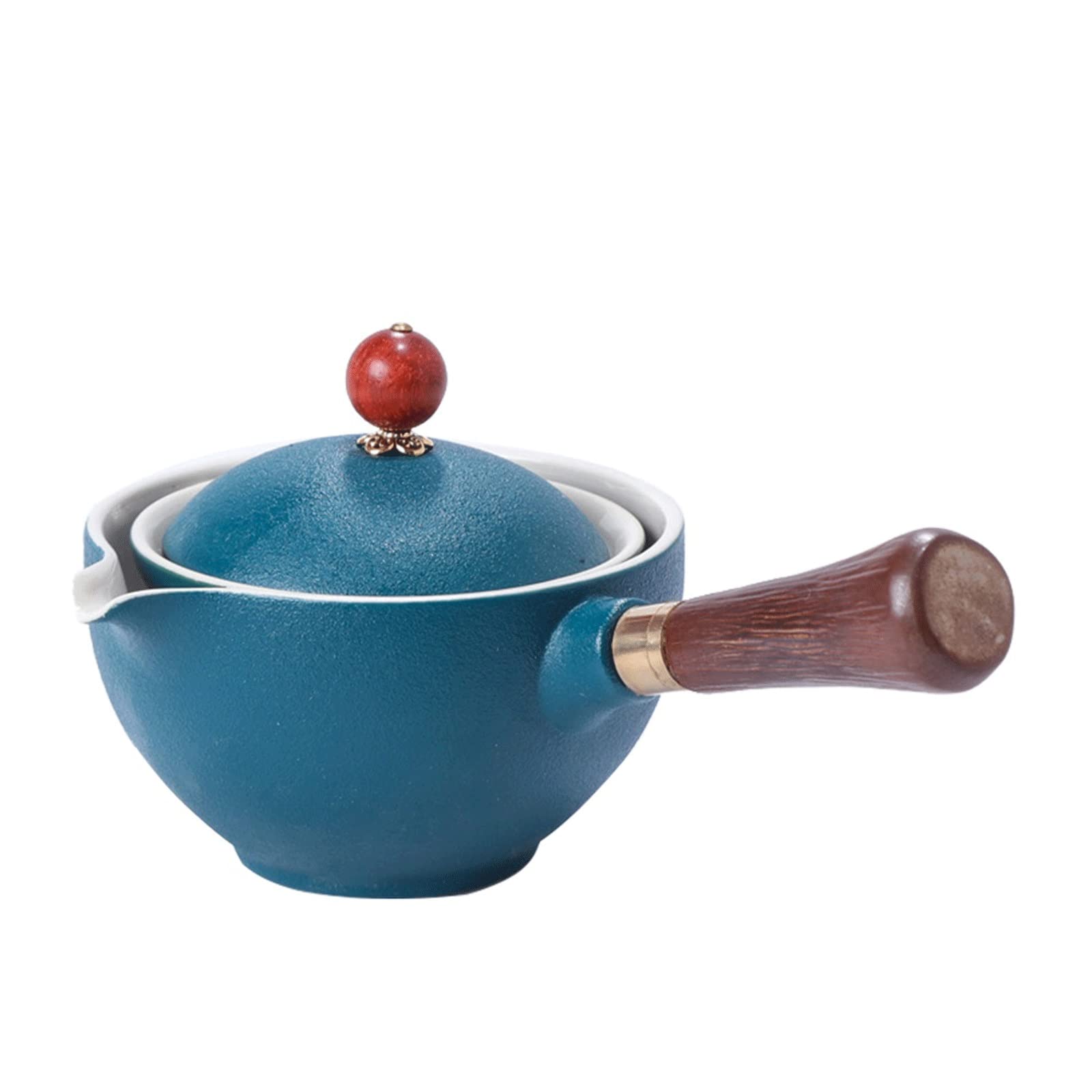Ceramiczny czajniczek, chiński zestaw do herbaty, przenośny, automatyczny, leniwy zaparzacz do herbaty z uchwytem bocznym