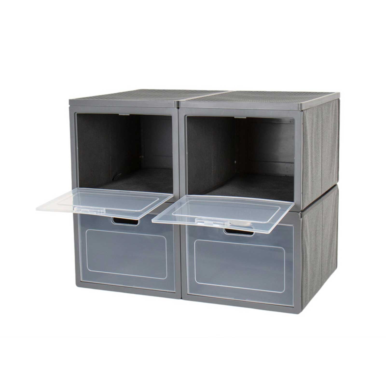 Armadio pieghevole da campeggio, con 4 scomparti, 60 x 40 x 50 cm, colore: grigio