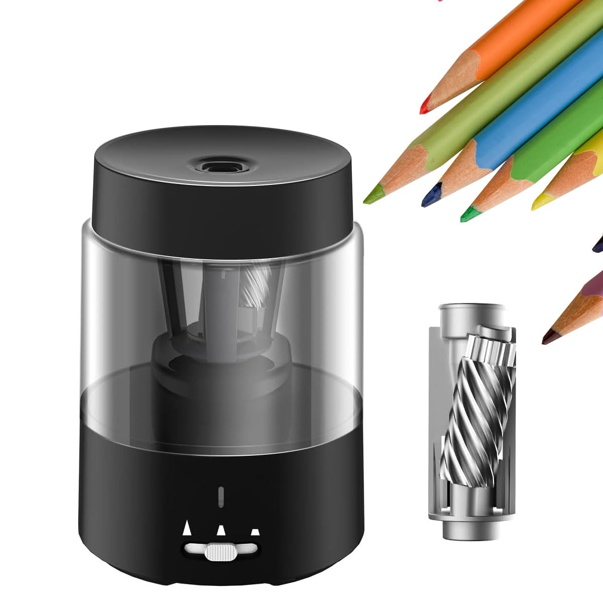 Electric Pencil Sharpener, Auto Stop, Super Sharp & Fast, Type-C Chargeable, Pencil Sharpener for Colored Pencils, Sharpener for 6-8mm Pencils, Electric Sharpener for Kids Home School