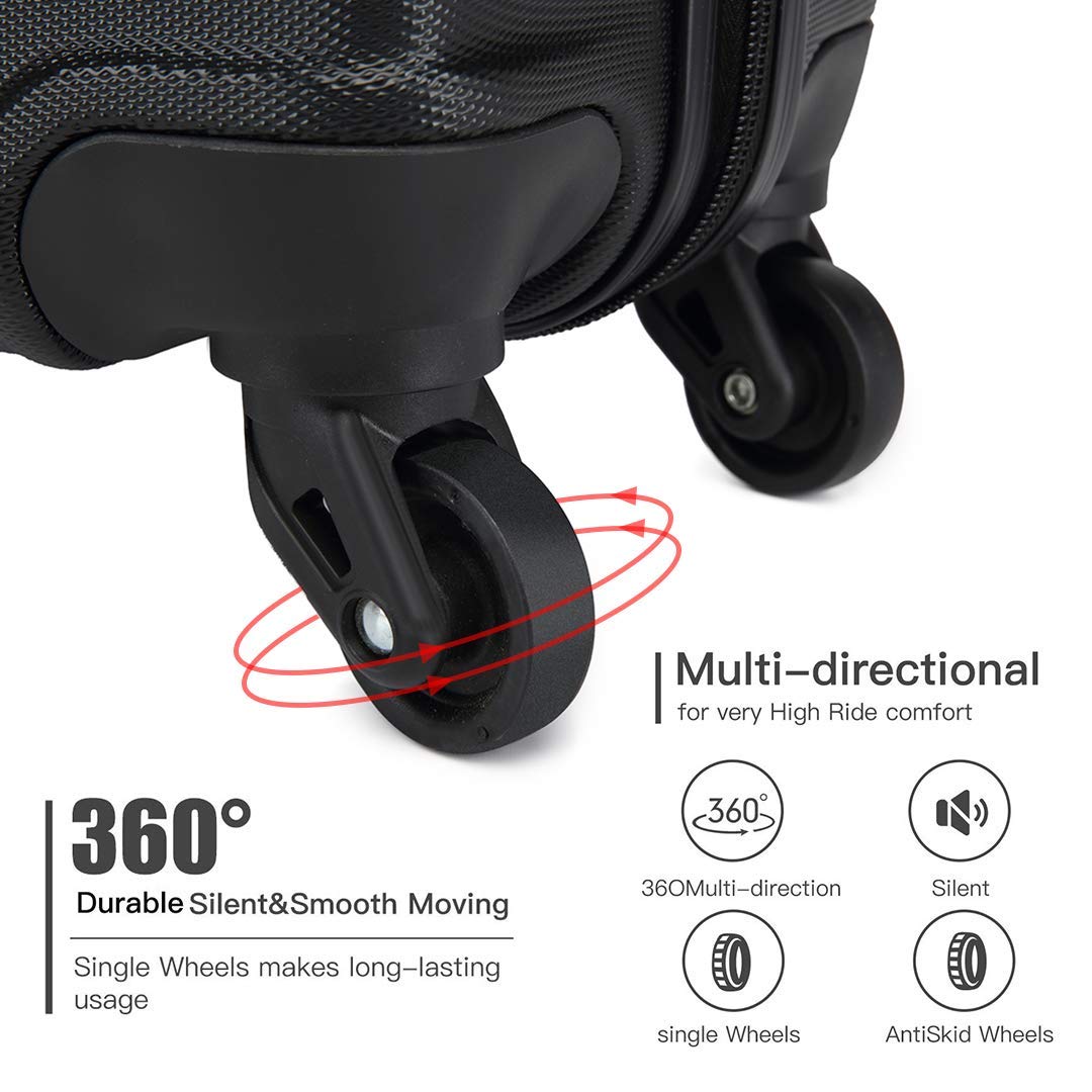 KONO Rigidi e Durata Valigia Alta Qualit ABS Valigie Trolley con 4 Ruote Rotanti e Lucchetto Combinazione Quadrante