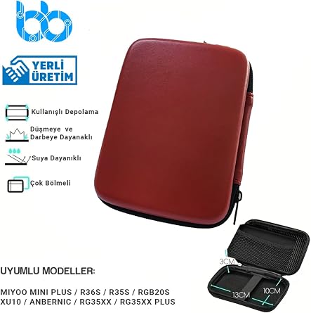 MEXTECH Miyoo Mini Plus, R36S, R35S, RGB20S, XU10, Anbernic, RG35XX  le Uyumlu Dayan kl , Kaymaz, Su Ge irmez Koruma  antas , K rm z  BBCASE002RED