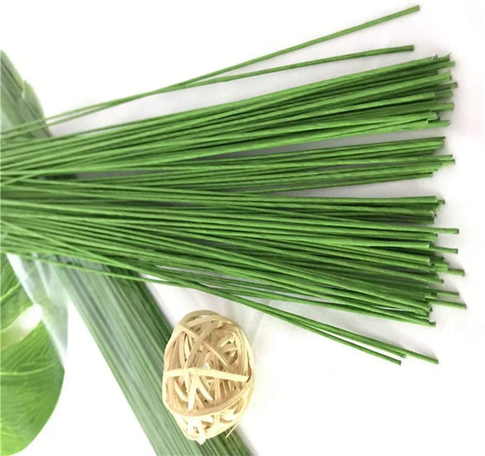 200 Pack Floral Flower Wire Stems, Flower Rod Wire,Wrapped 18Gauge,14 Inch, 1.2mm in Diameter,Green