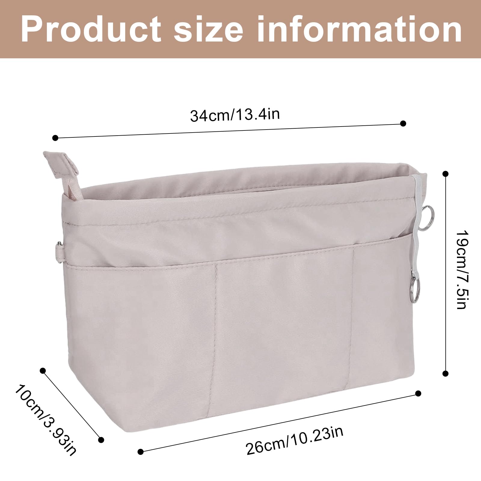 Lckaey Organizer per borsa organizer le pliage medio Y012-beige-M