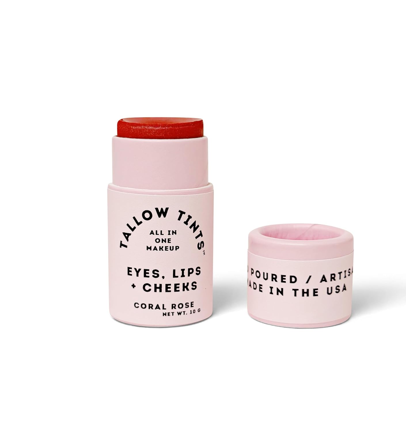 / Natural Tallow Lipstick/Tint - Buildable Natural Color (Coral Rose)