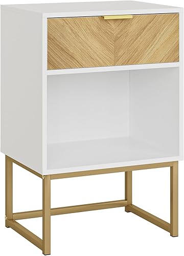 Miniatura 9 de Masupu Mesita de noche, mesa auxiliar de cama, moderna mesita de noche de madera bohemia con cajón de almacenamiento, mesa auxiliar para dormitorio,