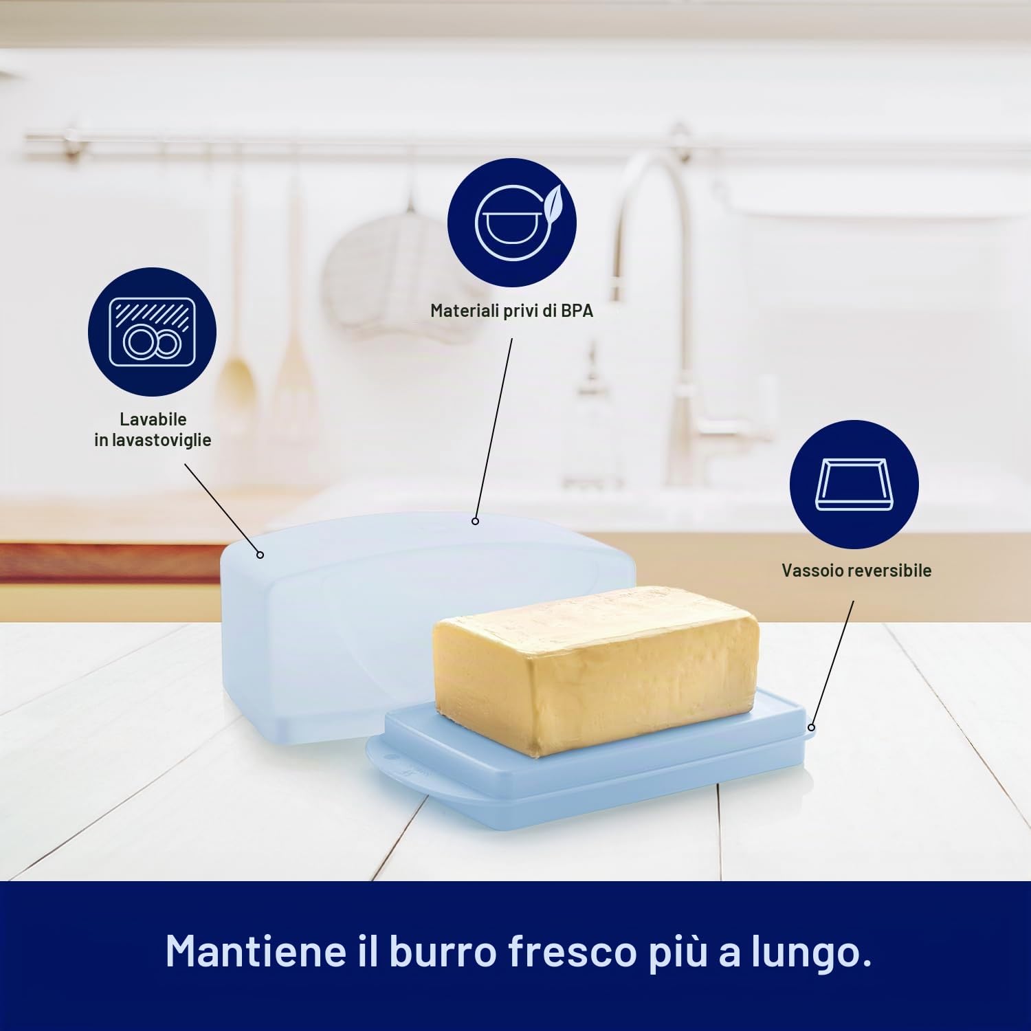 Tupperware Impressions Burriera – Azzurro – Lavabile in lavastoviglie e senza BPA