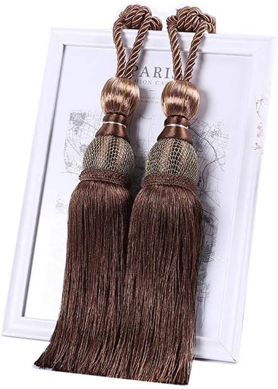 Curtains Tieback Tassel,Curtain Holder, 1 Pair Tassel Curtains Tieback Rope Vintage Curtain Holdbacks Window Treatments Holder Hanging Pendant Accessories for Drapes Decoration (Color : Brown)