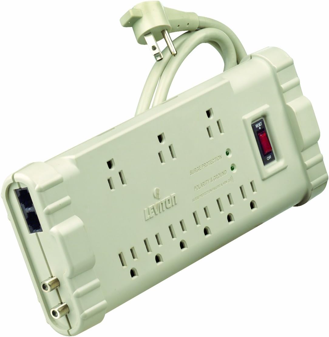 Leviton S2000PS 120 Volt/15 Amp, Office Grade Surge Strip, ABS Plastic
