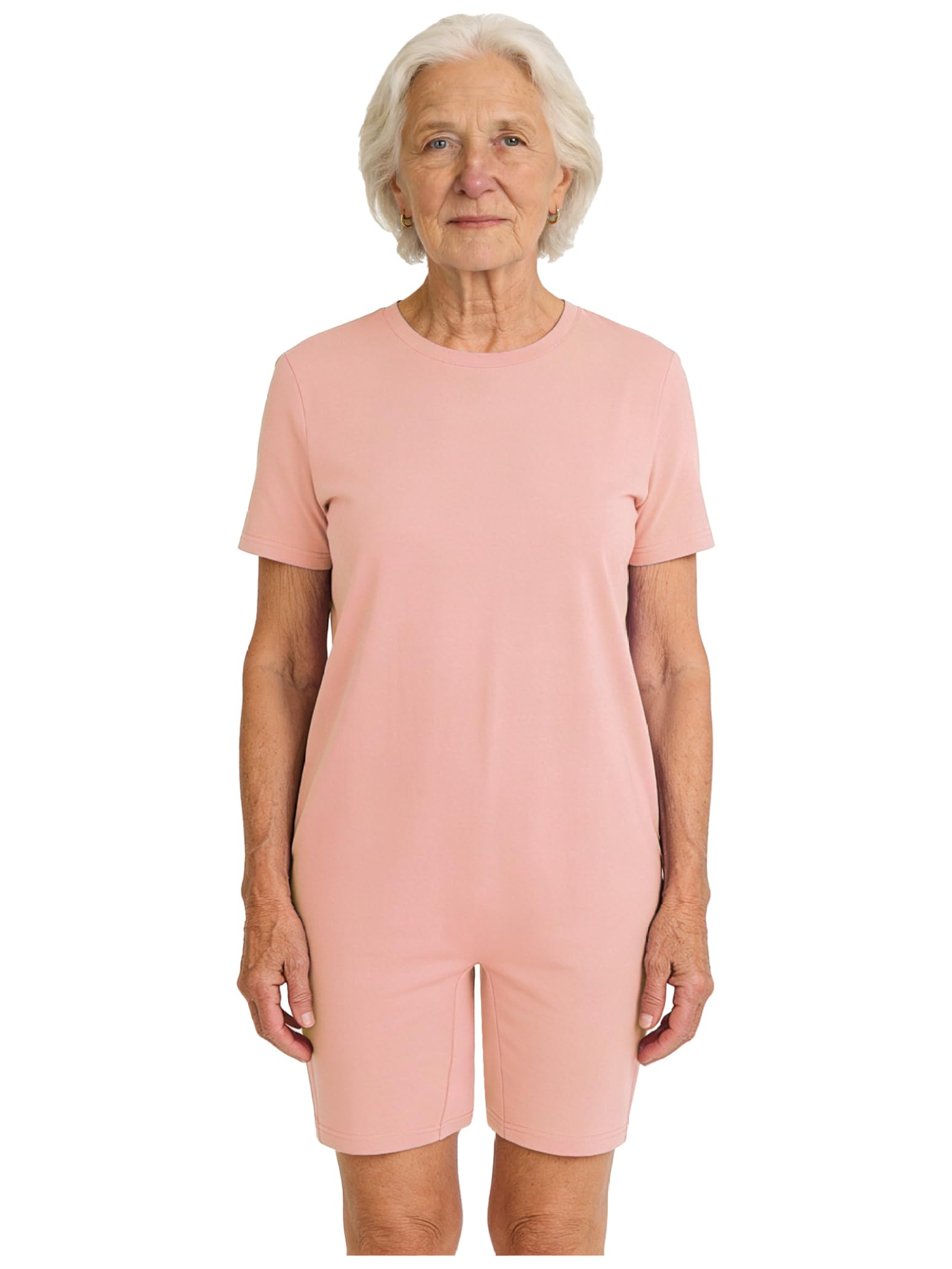 Unisexe Combinaison Short Pyjama de Soin Grenouillère Manches Courtes Combishort Femme Homme Personnes Âgées Alzheimer