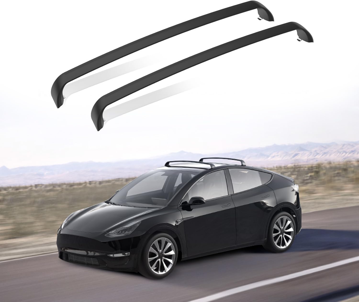 ThinSGO Noiseless Lockable Roof Rack Fits for Tesla Model Y 2020-2025 Cross Bar All Aluminum Kayak Bike Crossbar Rooftop Luggage Cargo Carrier for Canoe Rack