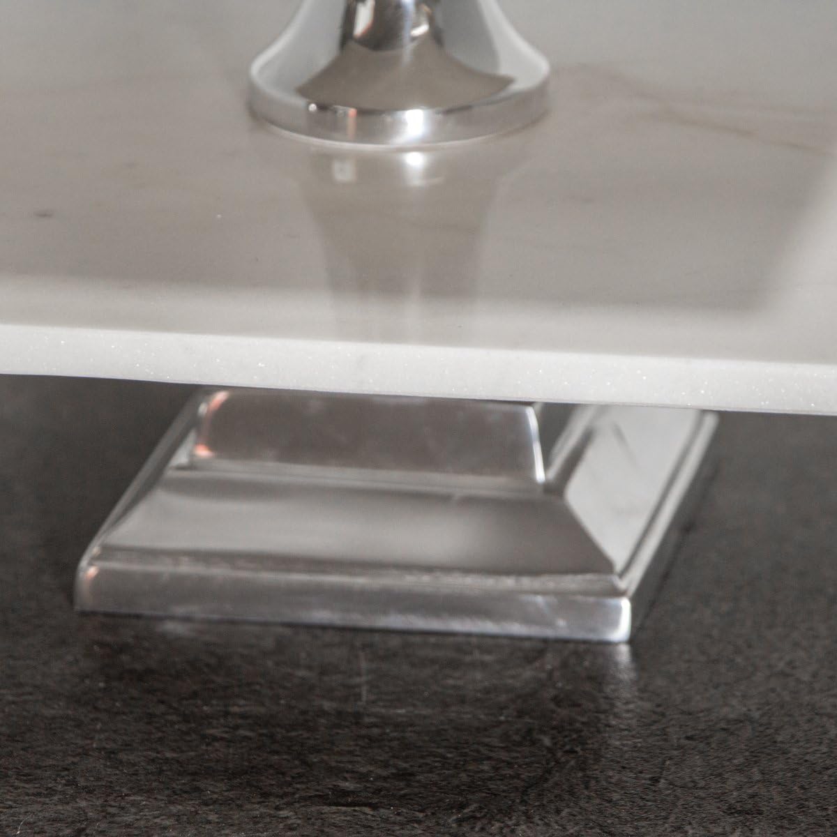 Antikas - Etagere, 2 Etagen, Quadrat, Aluminium, Marmor, Weiß