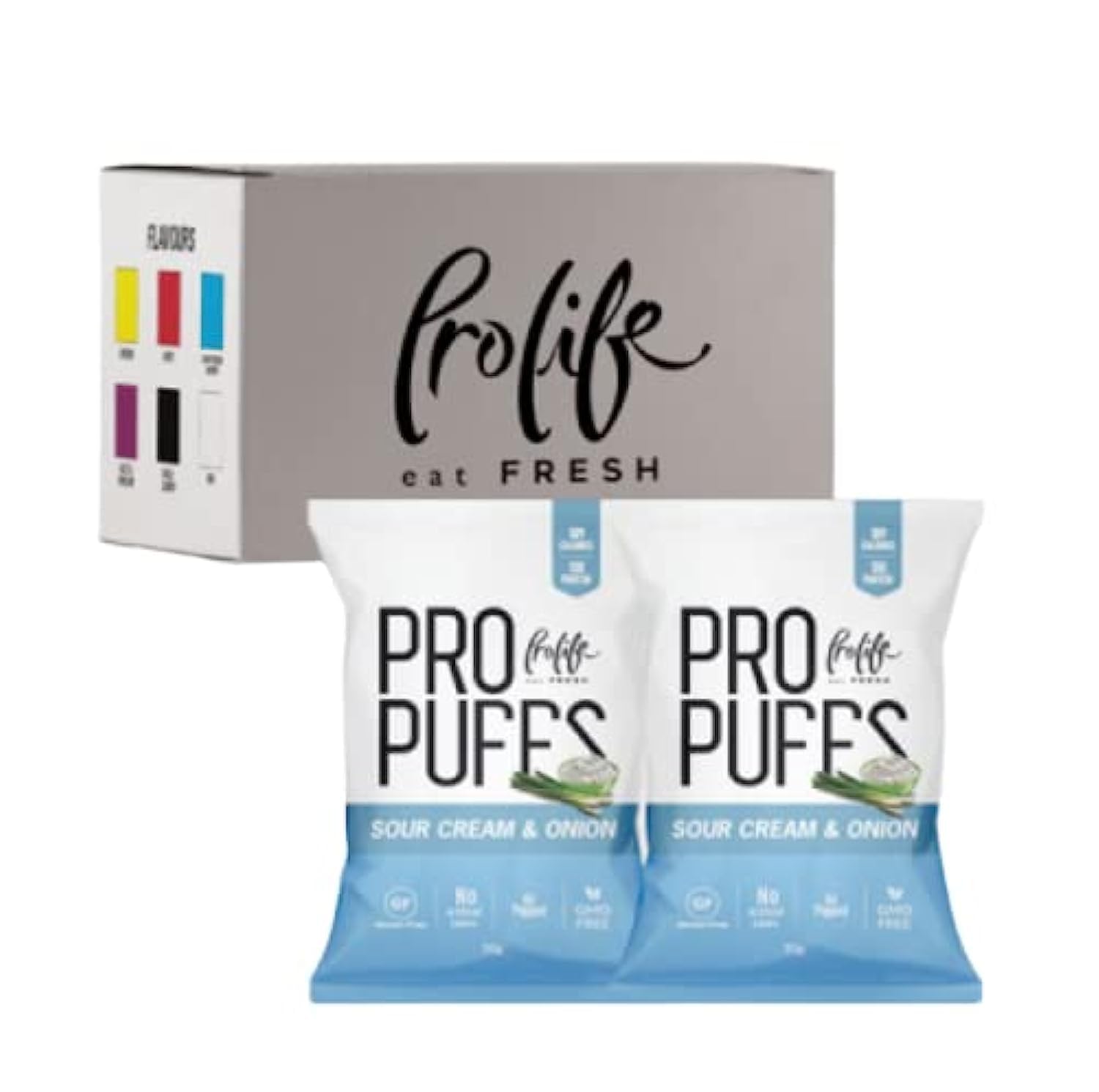 Pro Life Pro Puffs Chips Sour Cream & Onion (20pieces in box) (20 x 50grms)