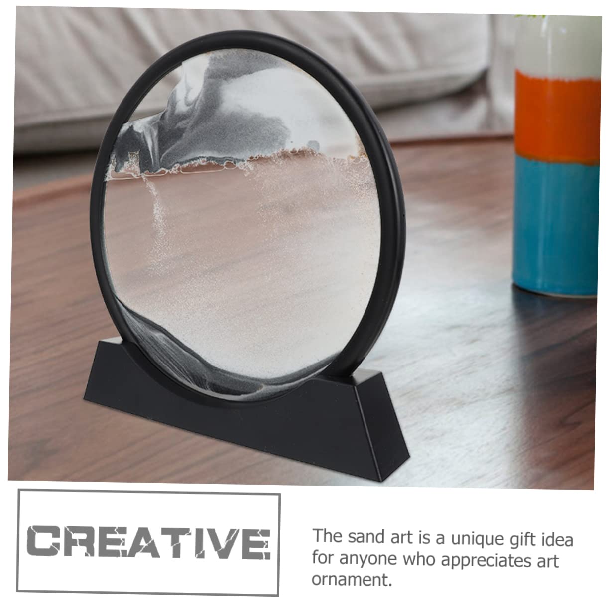 INOOMP Bewegliches 3D-sandkunstbild Sanduhrförmige Landschaft mit Fließender Sandmalerei aus Wasser und Sand Kreative Tischdekoration für Büro und Zuhause