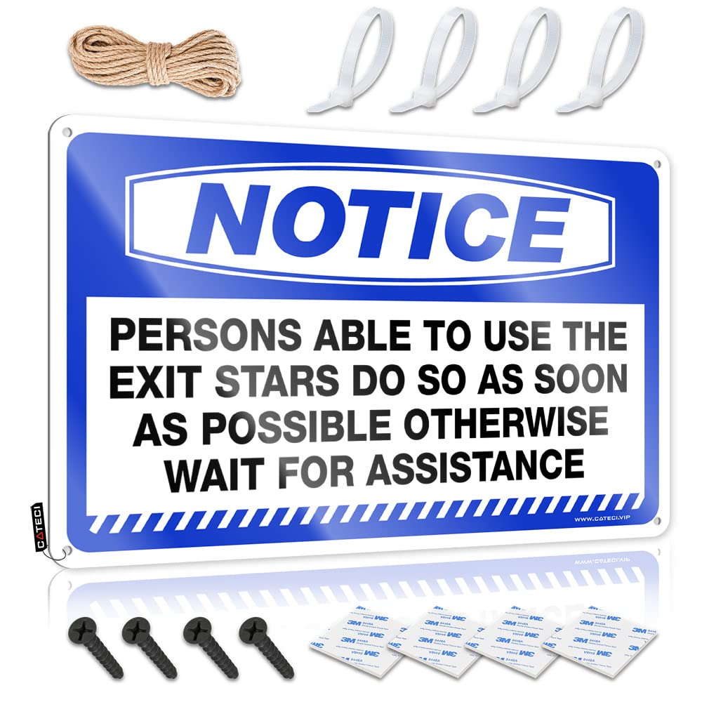 Bar Accessories Man Cave Notice Persons Able To Use The Exit Stair Do So Tin Sign Funny Vintage Signs Funny Signs Metal(30X40CM)