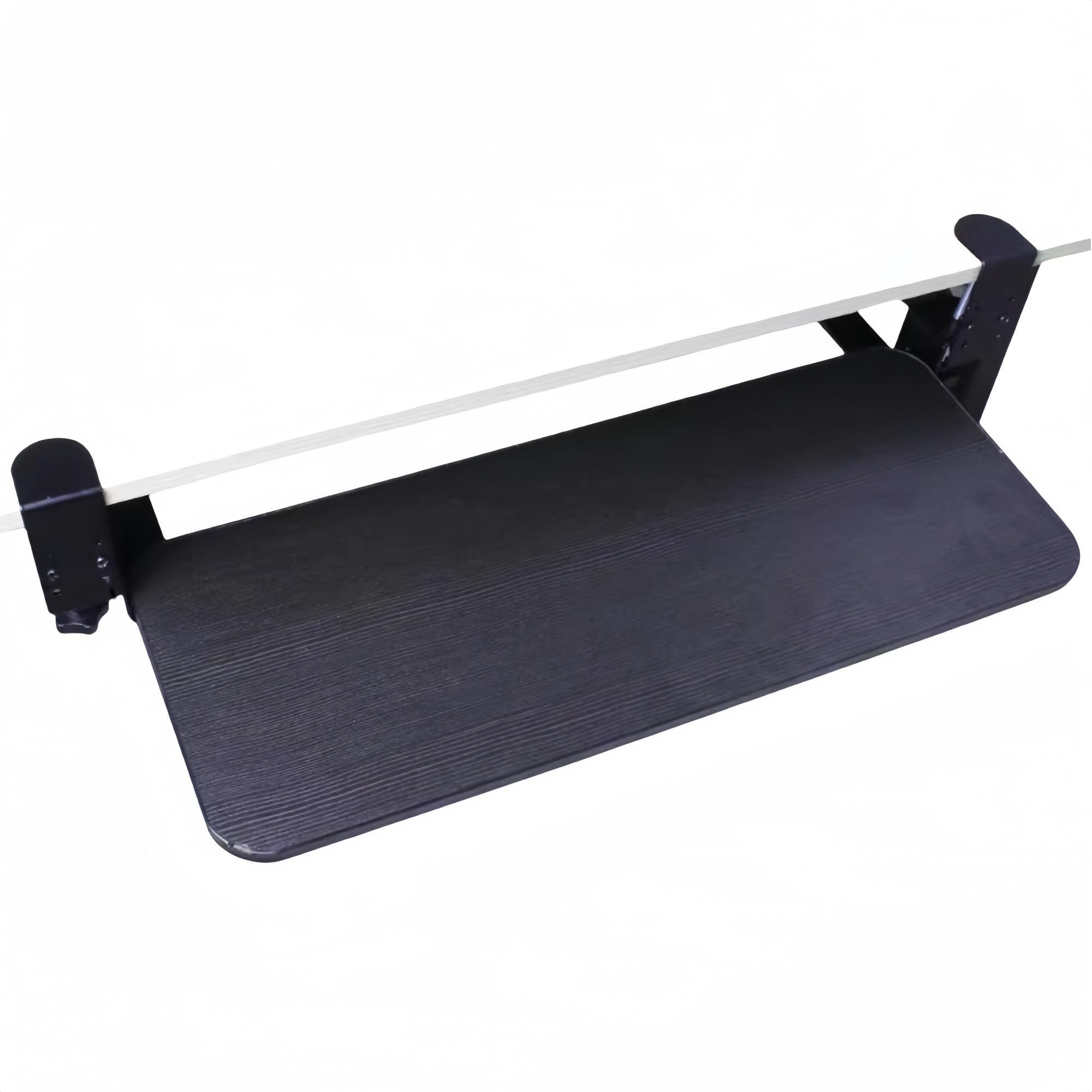 Ergonomiczna czarna składana taca na klawiaturę, przedłużenie biurka, 24 x 68 cm, bez wciskania, klips na myszkę i klawiaturę, na biurko, regulowane rozmiary, 52/60/78 cm, biurko