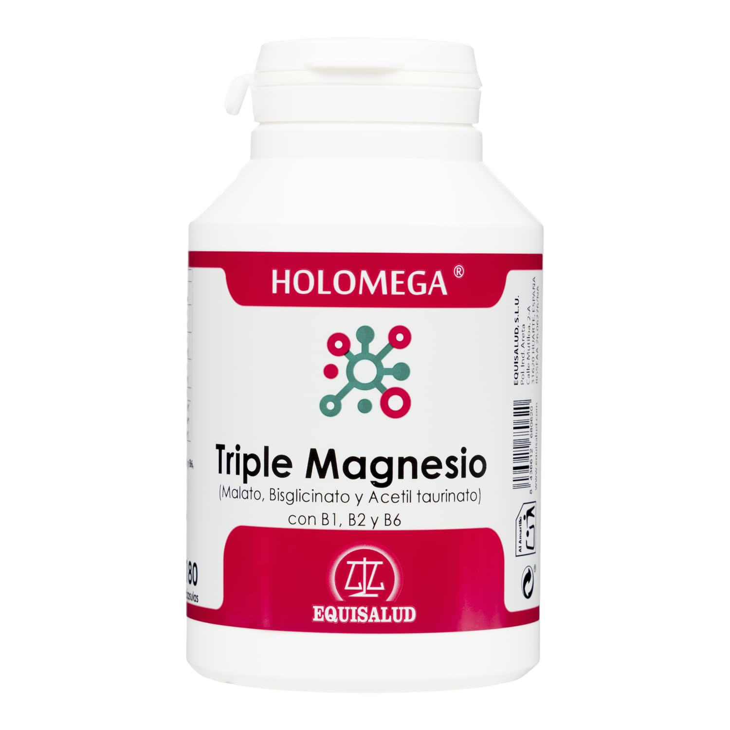 Equisalud - Holomega Triple Magnesio 180 Cápsulas - Ayuda a la Relajación Muscular y Sistema Nervioso - con Malato, Bisglicinato, ATA y Vitamina B6