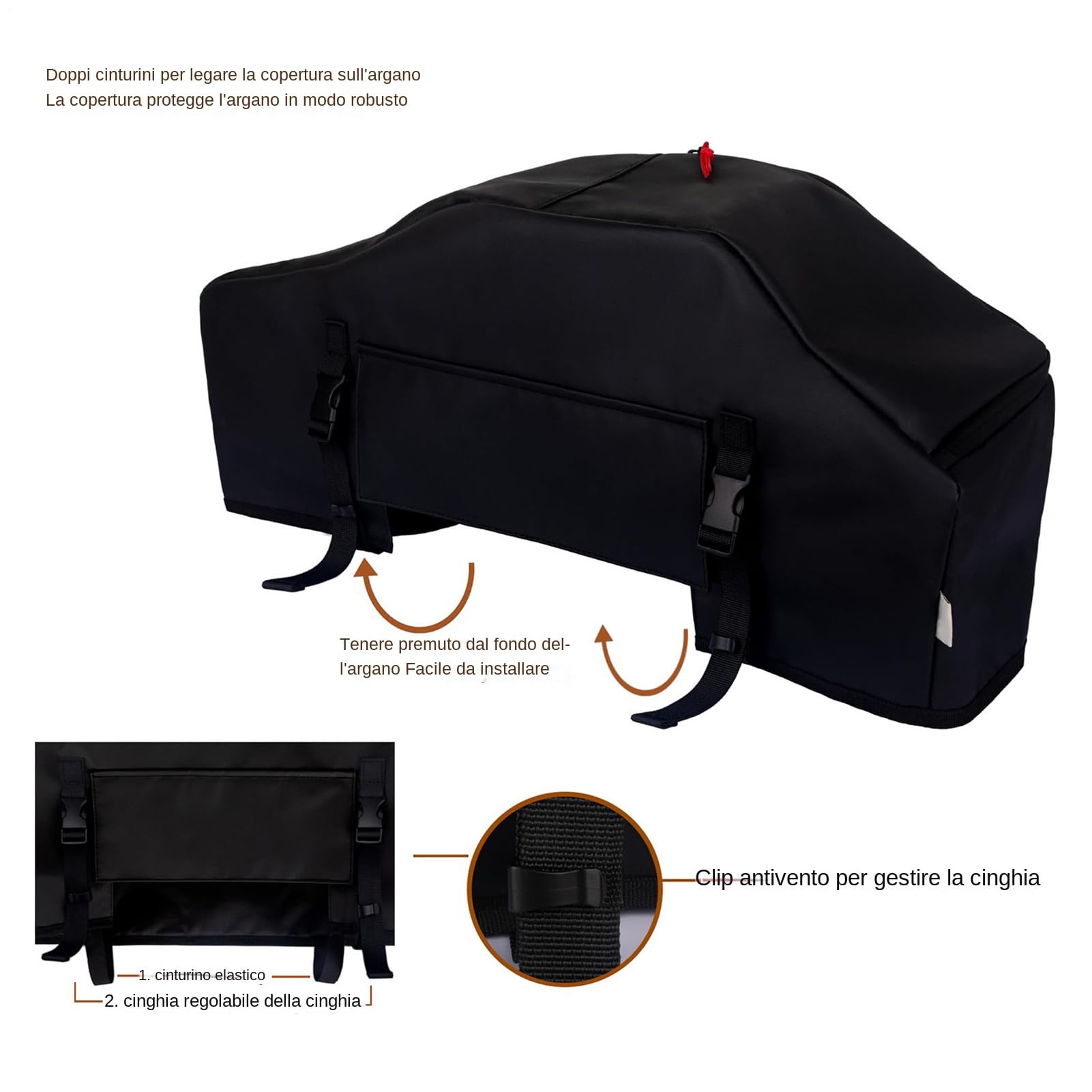Copriargano per Veicoli - Copri Verricello Elettrico UV-Resistente,Protezione UV e Impermeabile per Viaggi Stradali, Avventure all'Aperto e Campeggio