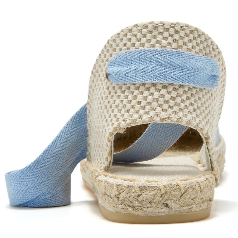 Image of Women's Espadrille FLat Sandals Closed Toe Ankle Wrap,Classic Lace Up Summer Dressy Flat Shoes