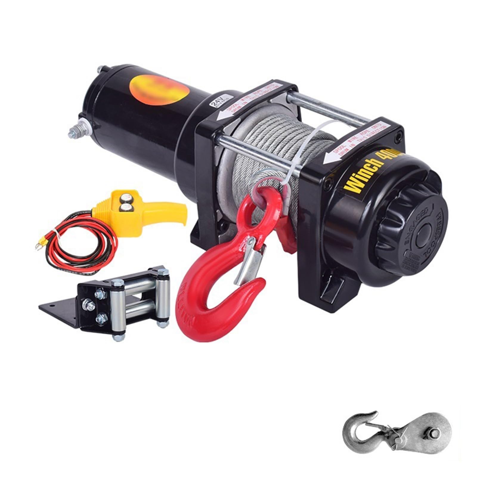 Portable Small Electric Hoist, Electric Vehicle-Mounted Crane Winch, Off-Road Vehicle Self-Rescue Winch (4000 Lbs Handle Switch)