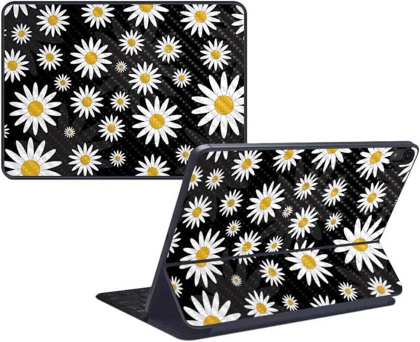 MightySkins Carbon Fiber Skin for Apple iPad Pro Smart Keyboard 11" (2018) - Daisies - Protective, Durable Textured Carbon Fiber Finish - Easy to Apply, Remove, and Change Styles - Made in The USA